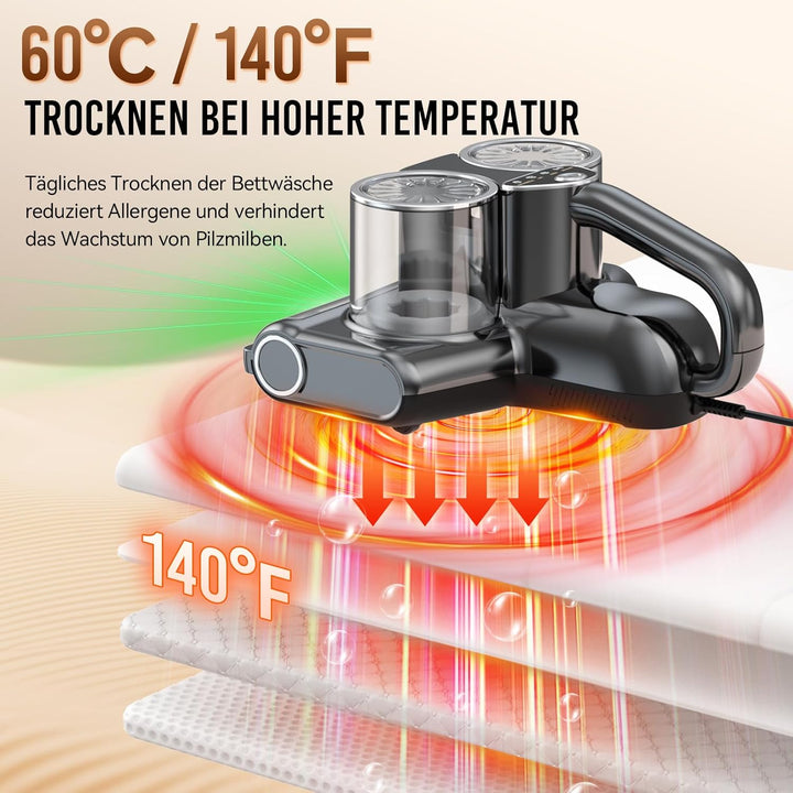 Milbensauger für matratzen mit UV-Licht, 16Kpa Matratzenreiniger Bettstaubsauger, 500W Bett-Staubsau