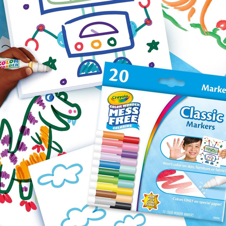 CRAYOLA Color Wonder Marker-Nachfüllset (20 ct), saubere breite Linienmarker für Kleinkinder, sauber