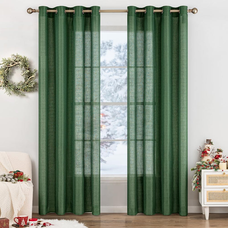 MIULEE 2er Set Voile Vorhang Sheer Leinenvorhang mit Ösen Transparente Unregelmässige Textur Gardine
