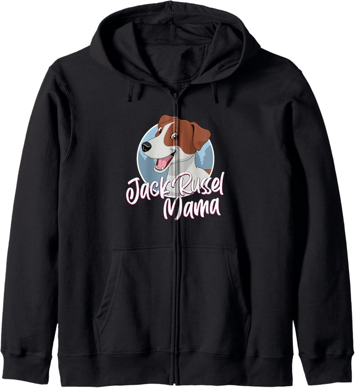 Jack Russel Mama mit Comic Zeichnung - Damen Kapuzenjacke