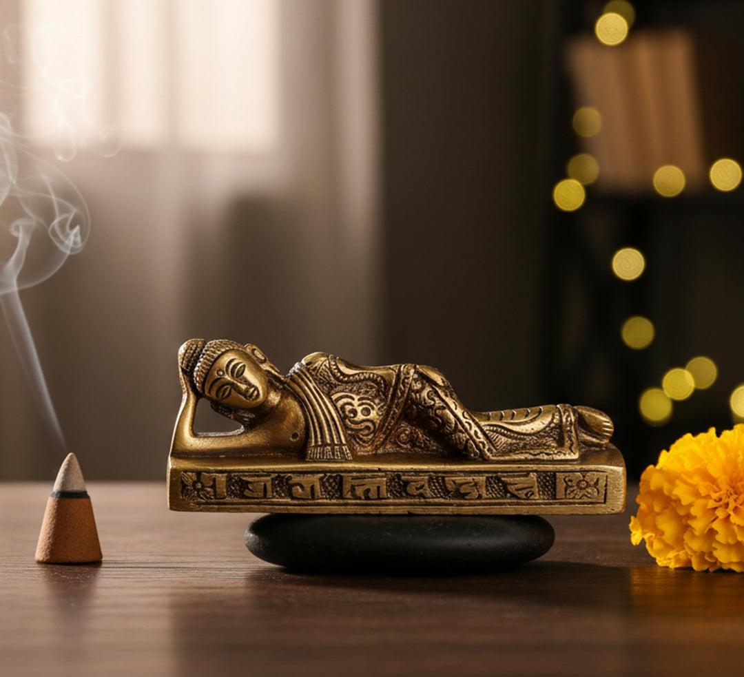 Esplanade Beste Qualität Messing Buddha - Schlafen Liegender Buddha - Messing Metall Statue Figur Id