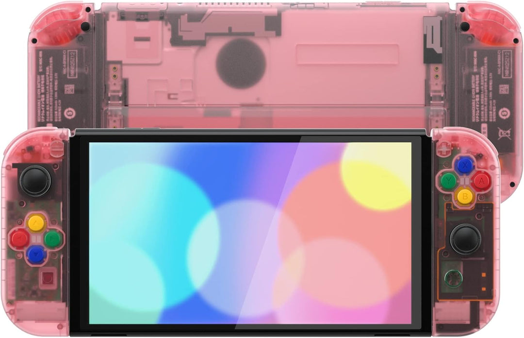 eXtremeRate Full Hülle für Nintendo Switch OLED, DIY-Ersatz Konsole case & Kickstand, NS Joycon Gehä