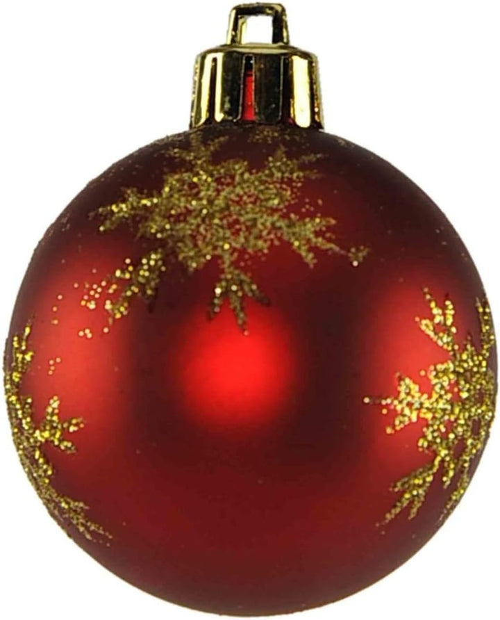 64x Kunststoff Christbaumkugeln 6cm Kugel Box Glanz Glitzer Matt Dekor Inge Glas,Weihnachten, Farbe: