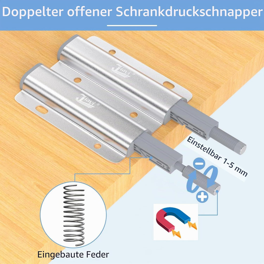 Drucktüröffner Doppelt Push to Open Magnet Jiayi 2 Stück Stark Schrank Türöffner Aluminium Drucköffn