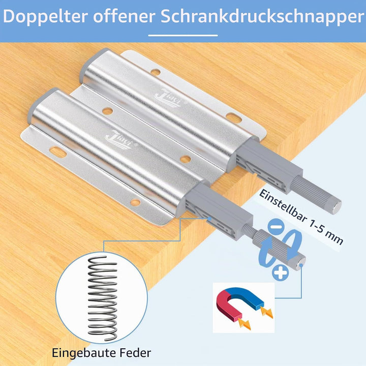 Drucktüröffner Doppelt Push to Open Magnet Jiayi 2 Stück Stark Schrank Türöffner Aluminium Drucköffn