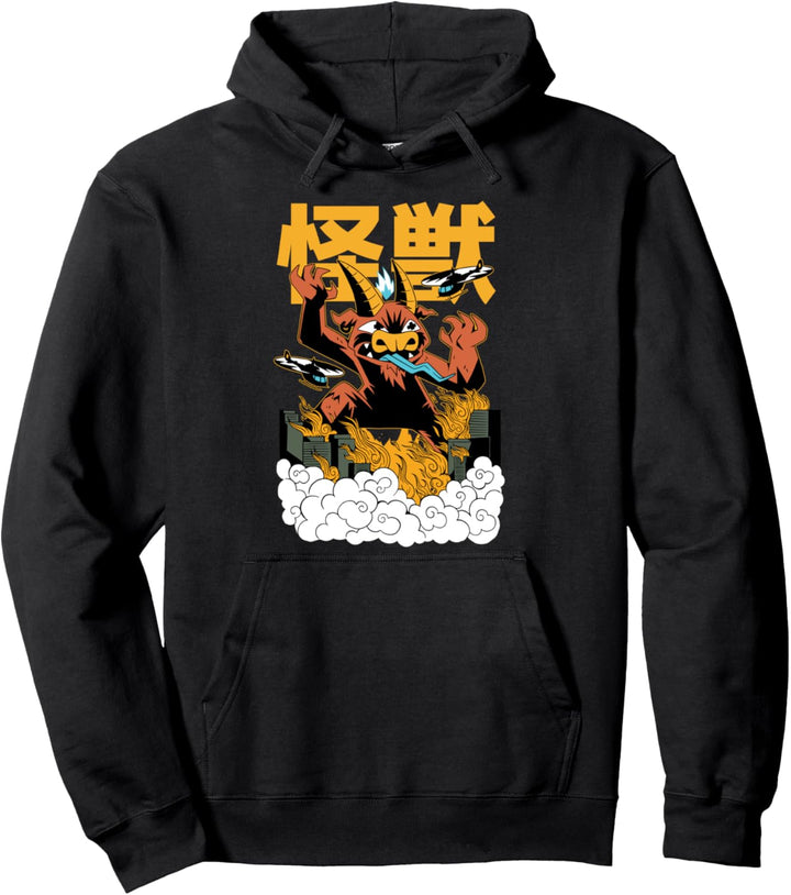 Kaiju Cat Goat - Anime Japanese Monster Pullover Hoodie