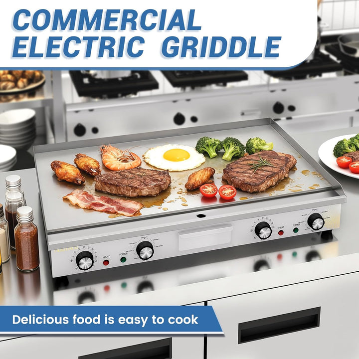 Elektrische Grillplatte, 4400W Profi Gastro Elektrogrill Elektrische Grillplatte mit 73x40 cm Grillf