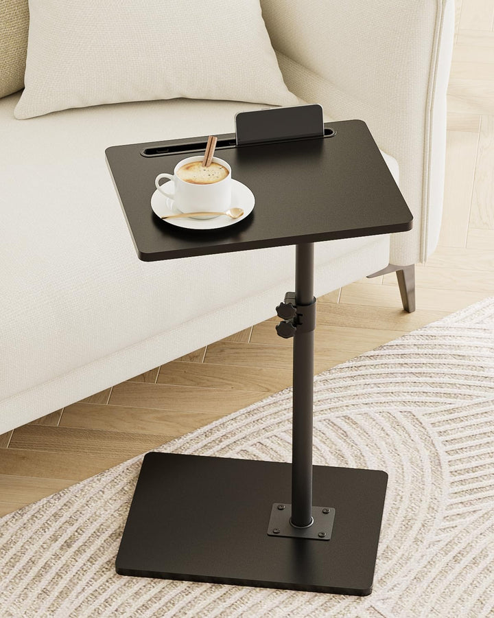 Beistelltisch C-Form, 360°Rotierend Couchtisch Klein, Höhenverstellbar Sofatisch,40x30x(45-81) cm,Ho