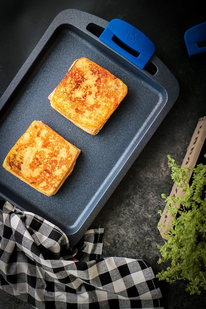 BRA Advanced | Glatte Grillplatte 40 cm, Aluminiumguss mit Antihaftbeschichtung, verstärkt für hervo