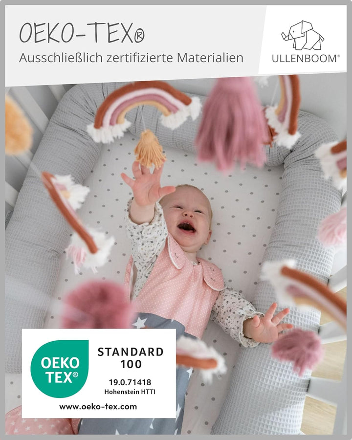 ULLENBOOM ® Schlafsack Baby 10 bis 18 Monate, 80/86, Rosa Grau (Made in EU) - Baby Schlafsack Neugeb