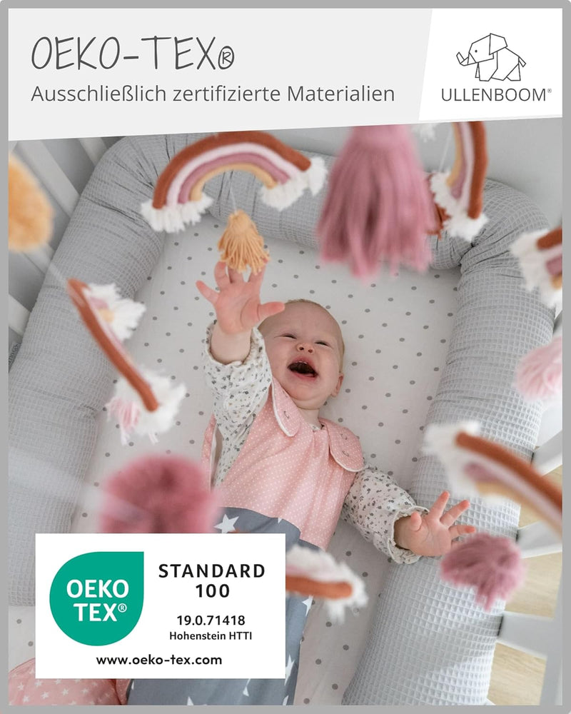 ULLENBOOM Sommerschlafsack Baby Rosa Grau (Made in EU) - Aus OEKO-TEX Materialien - 0,5 TOG, Schlafs