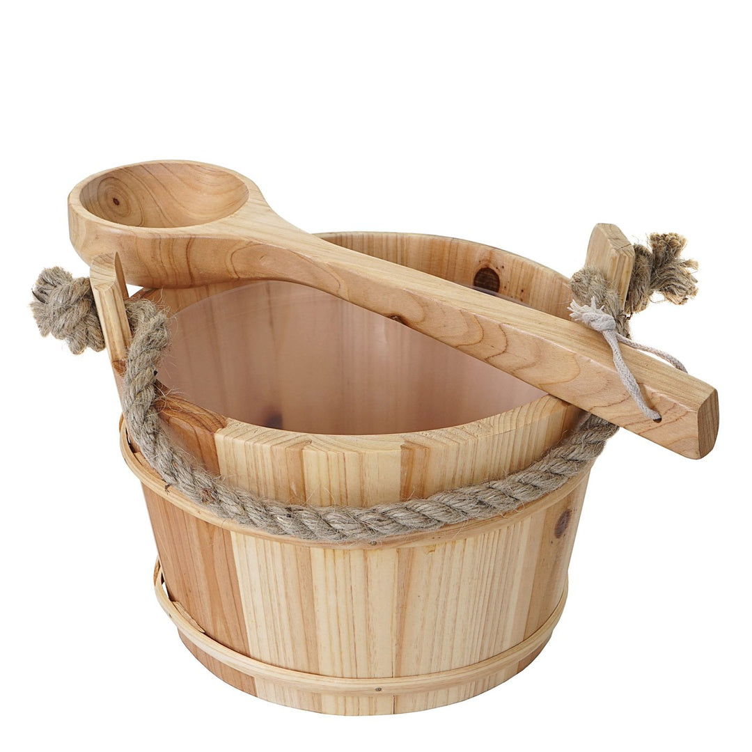 Mendler Saunakübel mit Einsatz HWC-B26, Saunazubehör Saunaeimer Saunakelle Aufguss, Kiefernholz 3,5