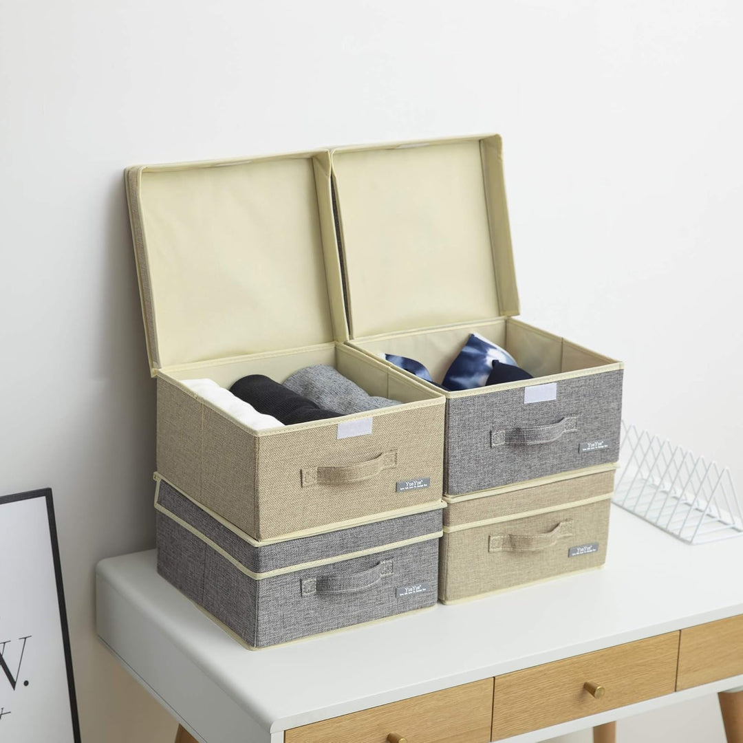 YueYue Faltbare Stoff-Schrank-Organizer-Box – 2 Stück 31,1 x 30,5 x 17,9 cm Aufbewahrungsbehälter mi