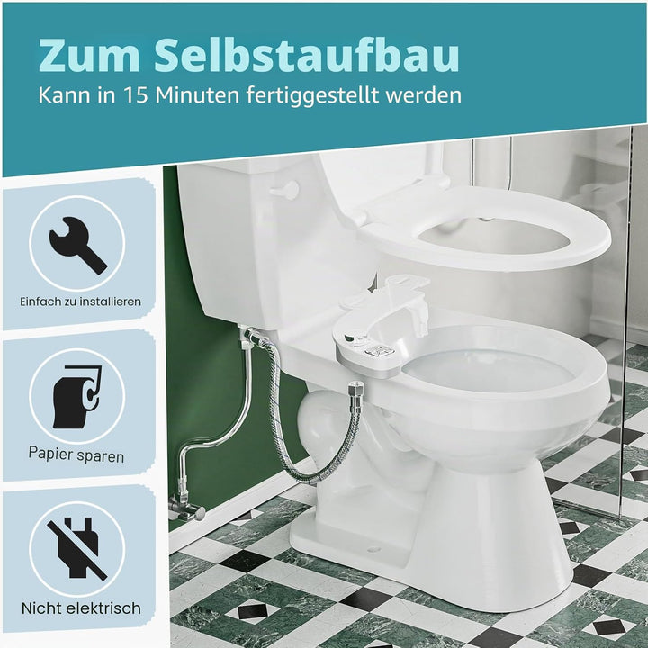 PIKETS Bidet Aufsatz Bidet Einsatz für Toilette WC Toilettensitz Bidet Aufsatz Wasserdruckregelung,