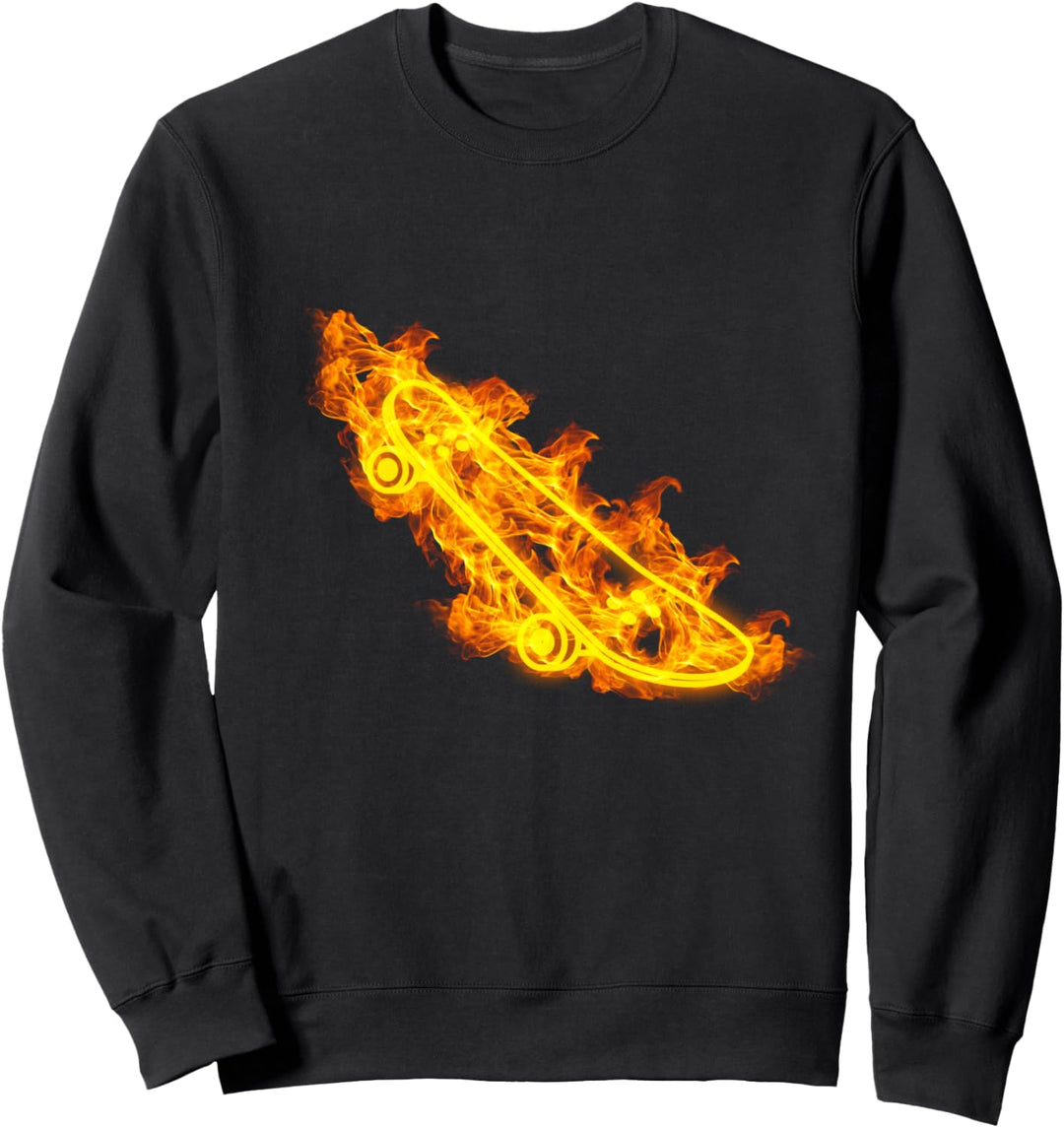 Feuer Longboard Skateboard Flammende Skater Skateboarder Sweatshirt