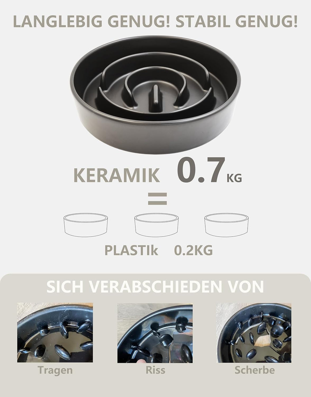 Keramik-Slow-Feeder-Hundenäpfe für Kleine Rassen, Antischlingnapf für Katze und Kleine Hunde, Langsa