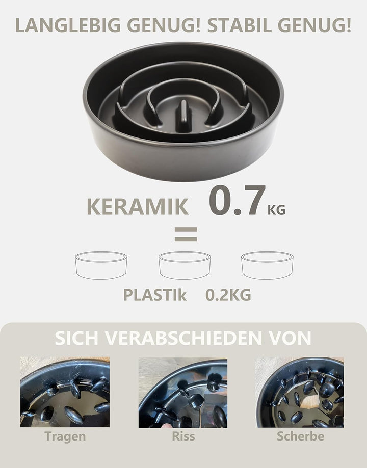 Keramik-Slow-Feeder-Hundenäpfe für Kleine Rassen, Antischlingnapf für Katze und Kleine Hunde, Langsa
