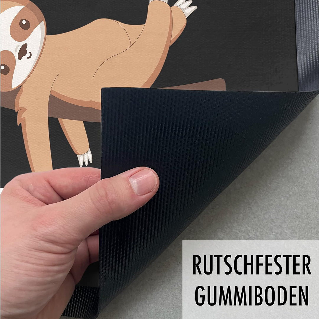 Trendation - Willkommen Faultier Fussmatte Schmutzfangmatte Geschenk Lustige Grafik 60x40 cm