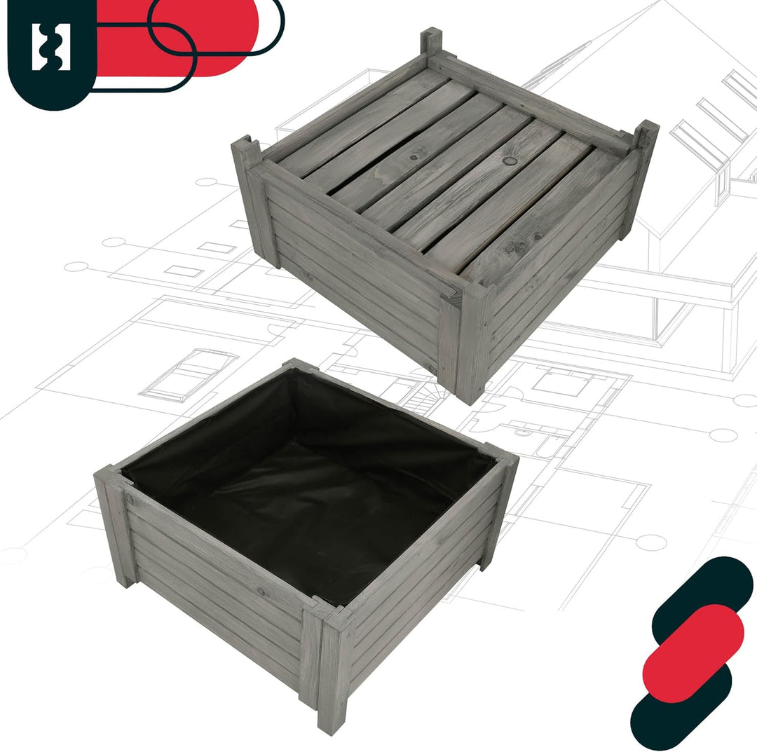 KOTARBAU® Blumenkasten - 60 x 60 x 30 cm - Pflanzkasten mit Vlies - Pflanzkübel gross aussen - Balko