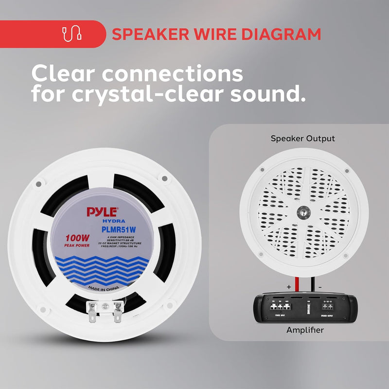 Pyle Marine Lautsprecher (100 Watt, 13,33 cm (5,25 Zoll), 2-Wege) weiss