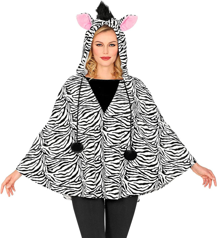 Widmann - Poncho mit Kapuze Zebra, Safari, Afrika, Tierkostüm, Faschingskostüme, Karneval