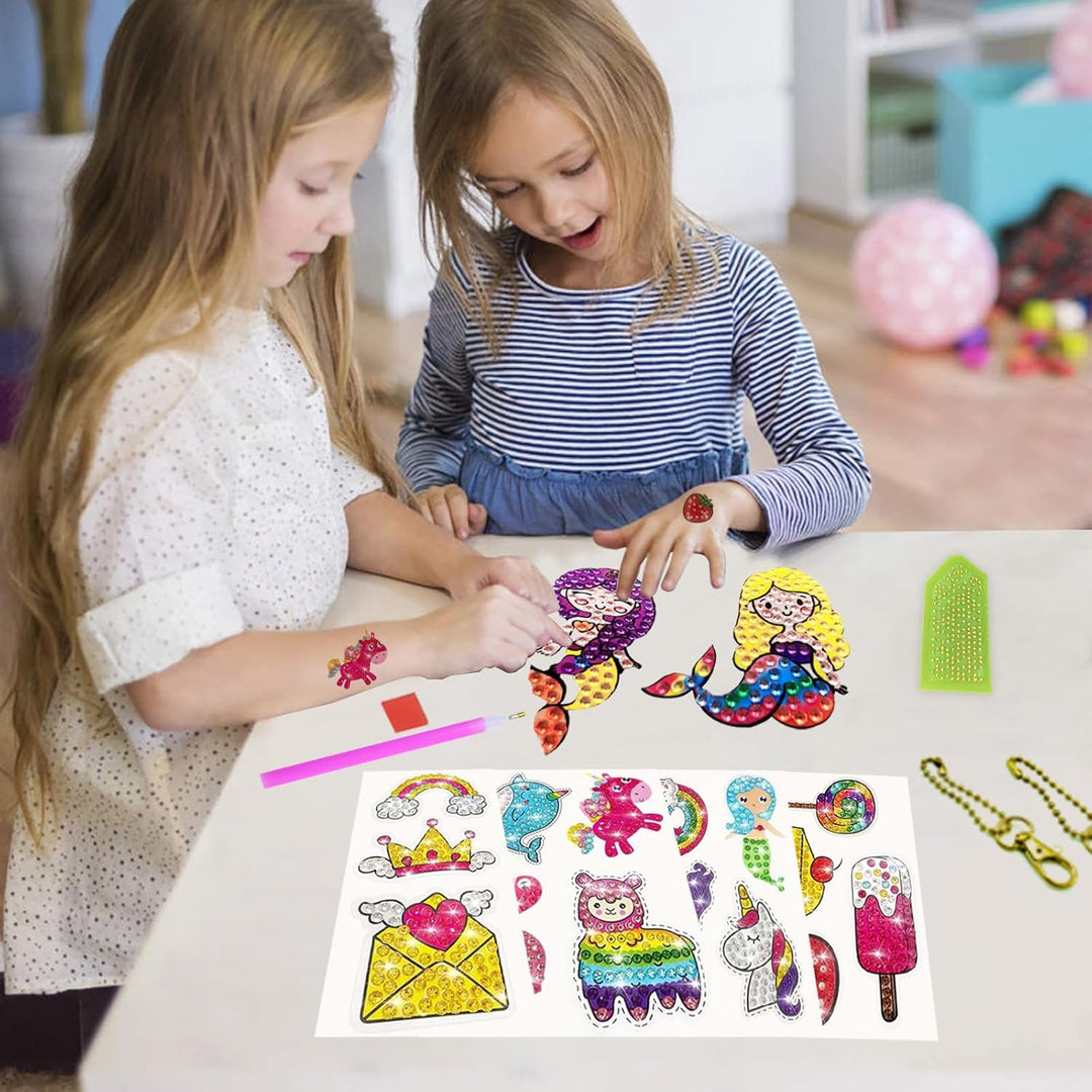 CAYUDEN Diamond Painting Kinder, 8pcs Doppelseitige 5D Diamond Painting Schlüsselanhänger + 15pcs Di