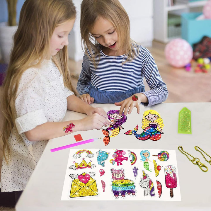 CAYUDEN Diamond Painting Kinder, 8pcs Doppelseitige 5D Diamond Painting Schlüsselanhänger + 15pcs Di