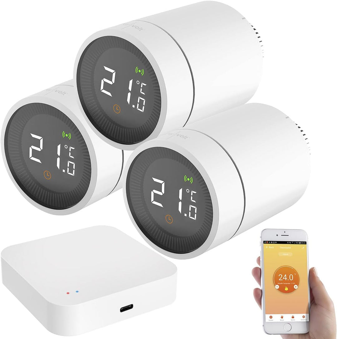 revolt Thermostat: 3er-Set Heizkörperthermostate mit App, Sprachsteuerung, ZigBee-Gateway (ZigBee Th