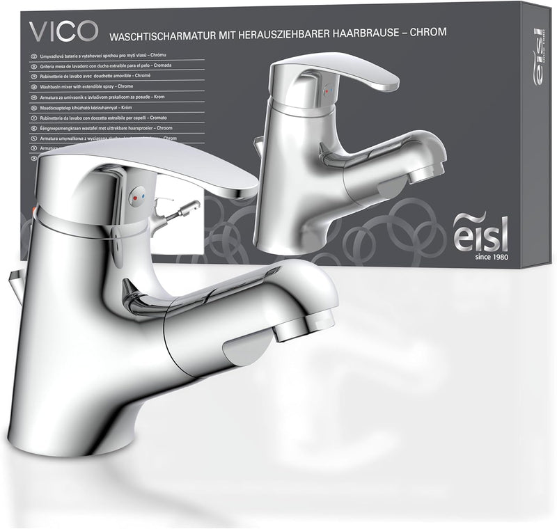 EISL NI075TCO VICO Waschtischarmatur Bad, Wasserhahn Bad mit Haarbrause, Badarmatur mit ausziehbarer