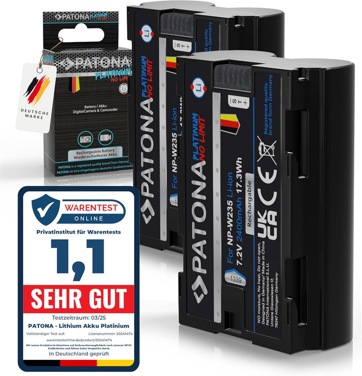 PATONA Platinum NP-W235 Kamera-Akku Pack 2400mAh - Kompatibel mit Fujifilm GFX50s II GFX-100S GFX-10