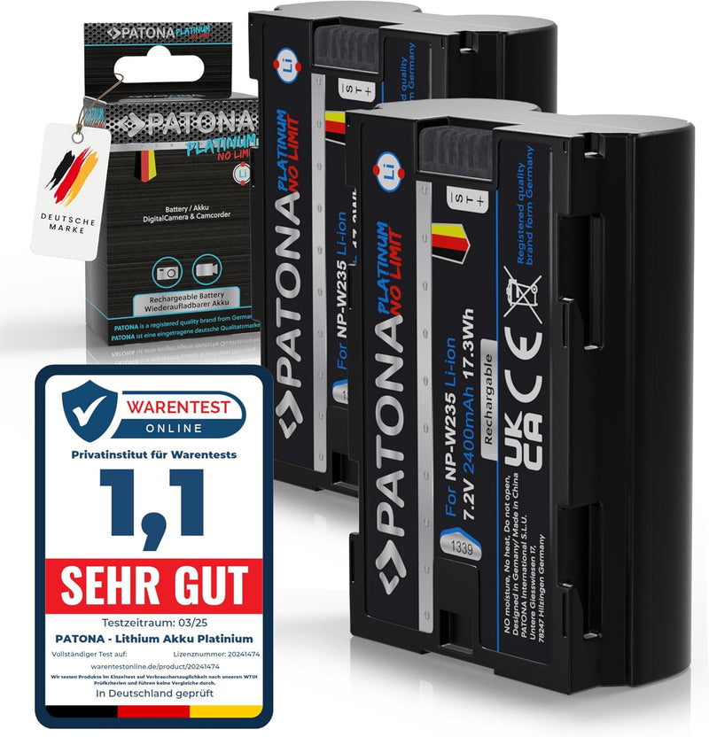 PATONA Platinum NP-W235 Kamera-Akku Pack 2400mAh - Kompatibel mit Fujifilm GFX50s II GFX-100S GFX-10