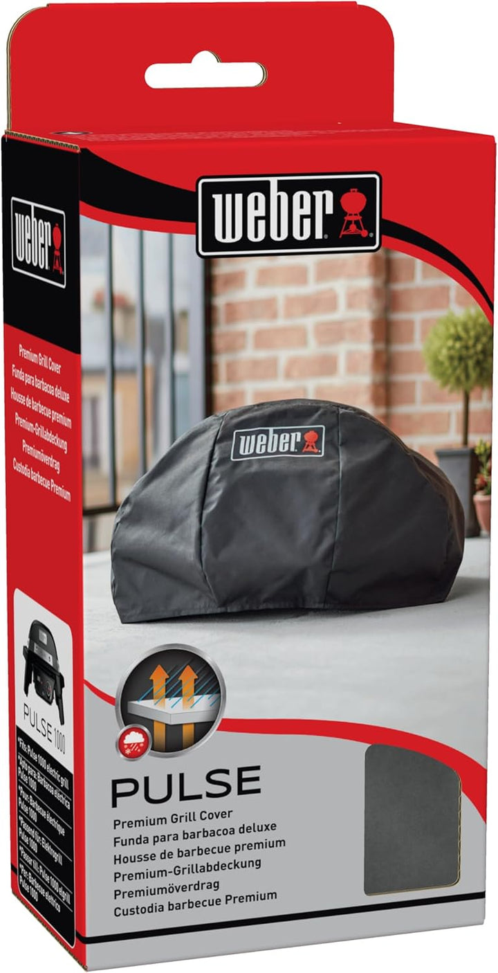 Weber Premium Grill Bonnet Abdeckhaube für Pulse 1000, atmungsaktiv UV- & wasserbeständig, Schutz fo