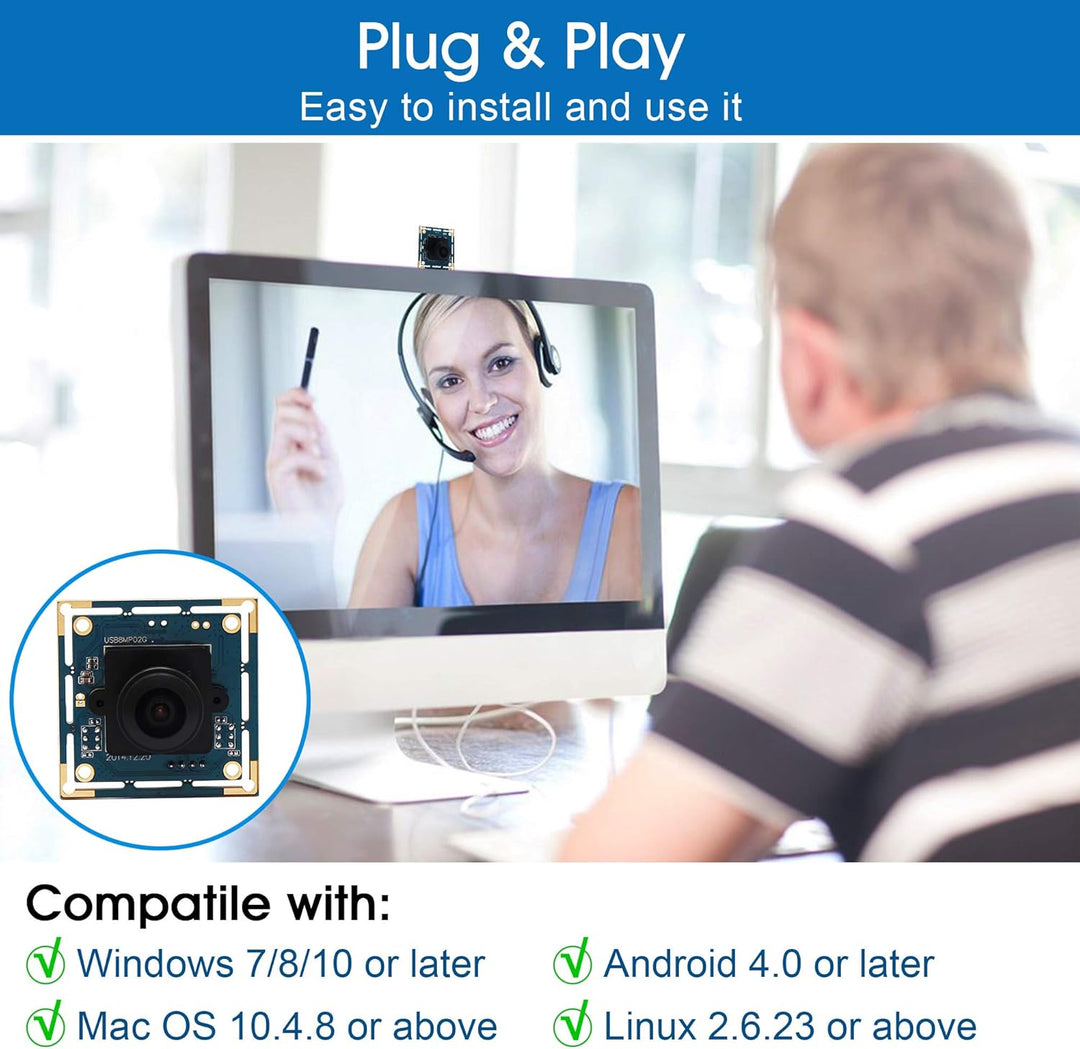 ELP 8 MP USB Kameramodul IMX179 Sensor Super HD 3264X2448 Eingebettete Kamera für Industrie, USB mit