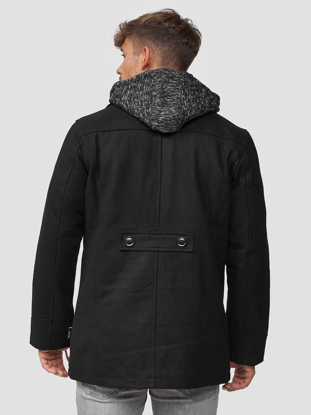 Indicode Herren Cliff Kurzmantel mit Stehkragen | Wollmantel Herrenmantel Mantel S Schwarz, S Schwar