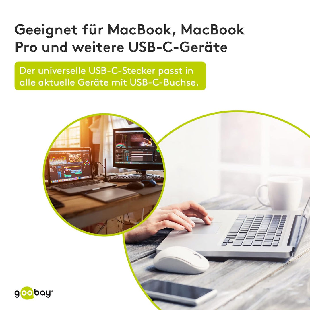 Goobay 62110 USB-C Stecker auf HDMI-Buchse, PD, weiss, extra USB-C Buchse USB-C > HDMI, USB-C > HDMI