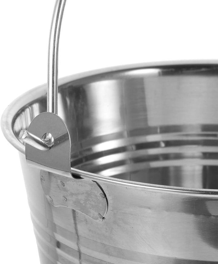 Mayuela - Edelstahl Metalleimer 6 Liter mit Tragegriff - Robuster Blecheimer für Haushalt, Garten, R