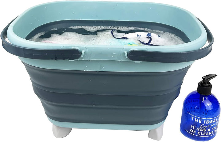 SAMMART 17L Faltbarer Korb mit Griff – Tragbarer Outdoor-Picknickkorb/Krater und 360° drehbare Räder