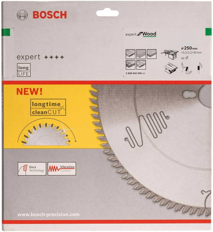 Bosch Professional 2608642505 Kreissägeblatt Expert für Wood, 250 x 30 x 3,2 mm, 40