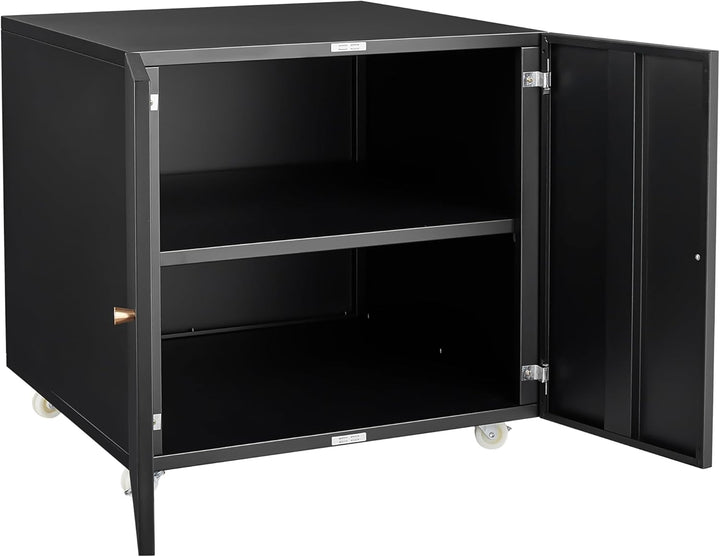 Rollcontainer Aktenschrank Büroschrank aus Metall mit 2 Türen und Verstellbare Einlegeböden, Drucker
