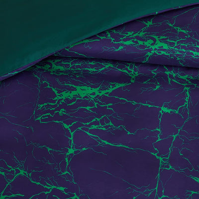 Bettwäsche Marmor 135x200 2er Set Blau Lila Grün Aesthetic Marmorierung Muster Modern Microfaser Bet