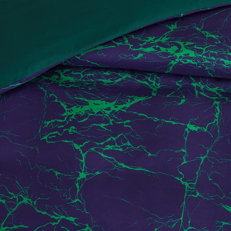 Bettwäsche Marmor 135x200 2er Set Blau Lila Grün Aesthetic Marmorierung Muster Modern Microfaser Bet