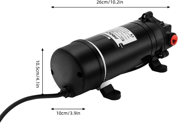 120W Selbstansaugende Wasserpumpe, 5.1–5.5 l/min Membranpumpe | mit Maximaler Betriebsdruck 80–90 ps