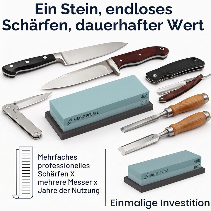 Prämie Wetzstein Messerschärfer 2 Seite Körnung 400/1000 - Wasserstein Schleifstein mit Rutschfeste
