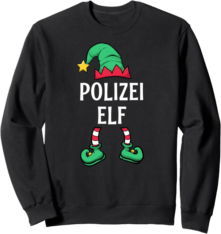 Polizei Elf Partnerlook Familien Outfit Männer Weihnachten Sweatshirt