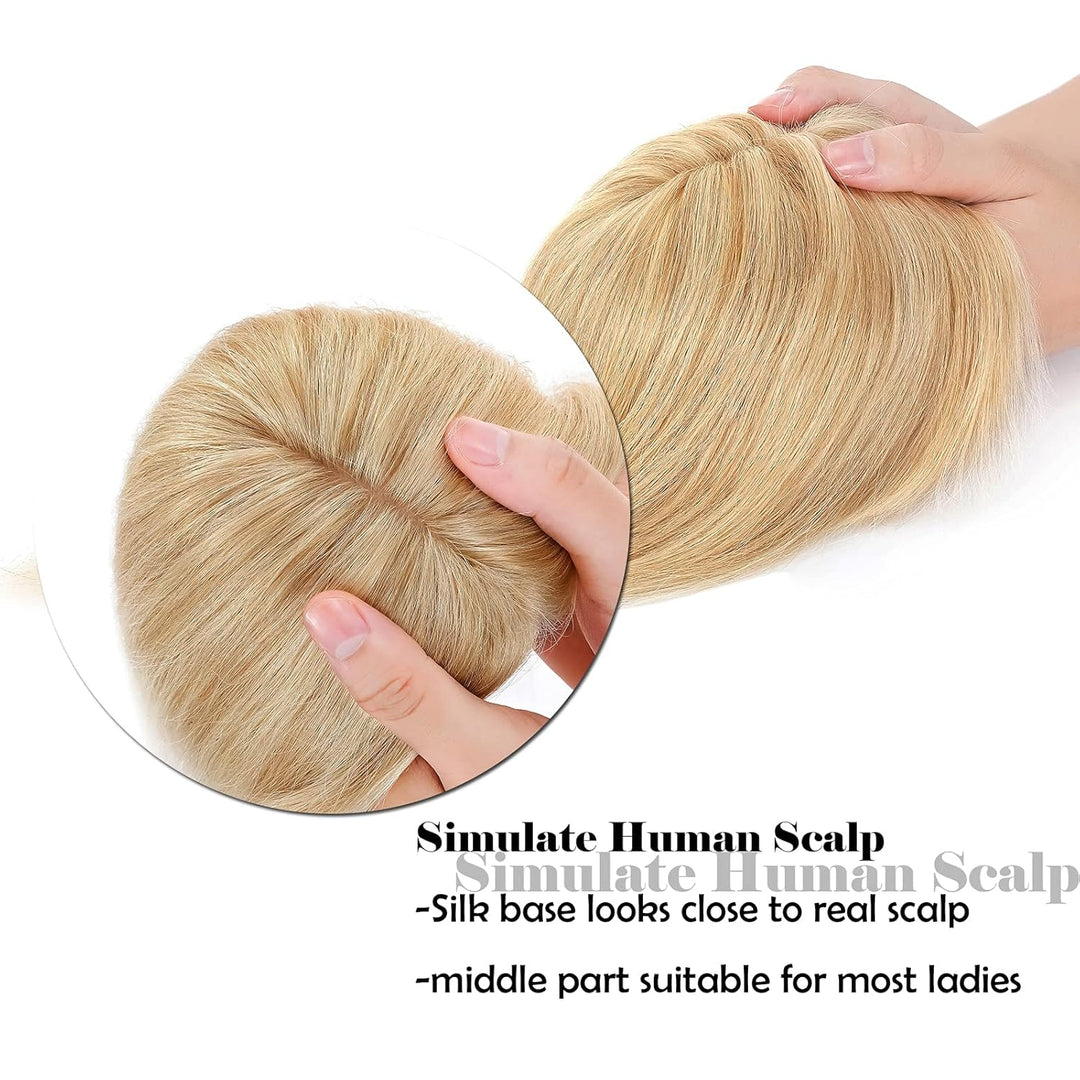 Silk-co Topper Extensions Echthaar Haarteile Echthaar Clip in Extensions Echthaar Glatt Toupet Haarv