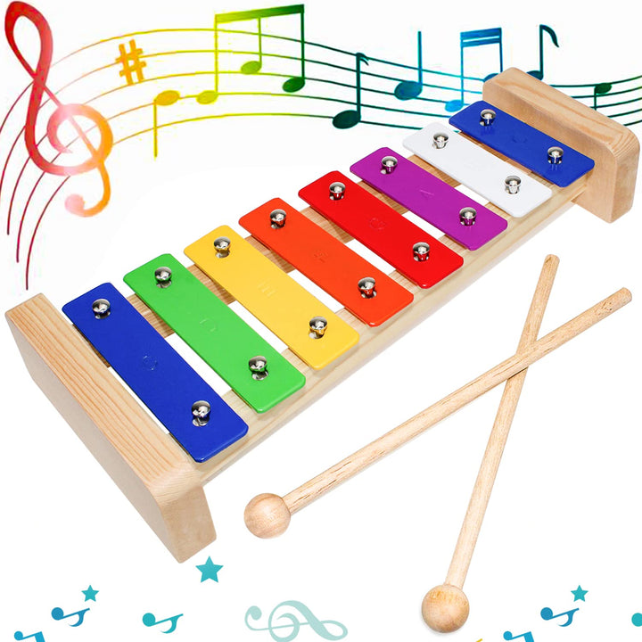 Xylophon Glockenspiel Holz Musikinstrumente für Erwachsene Kinder Mit 2 Glockenspiel Schlägel Bunt X