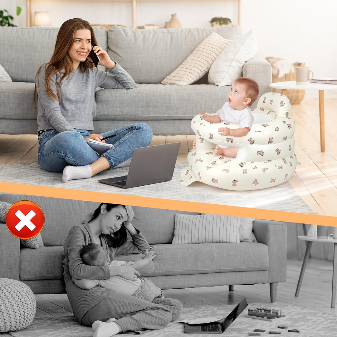 Tragbarer Aufblasbarer Babysitz Baby Sitzhilfe Sessel Leicht für 3 Monate bis 36 Monate Werkzeuglose