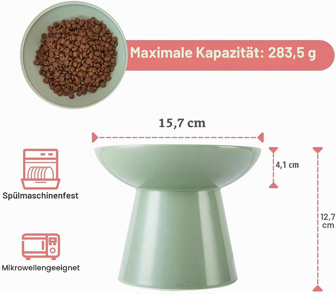 CEEFU Extra breite Katzennäpfe - keramischer Katzennapf 15,7cm Erhöhter Flacher Boden Katzennapf, Sc