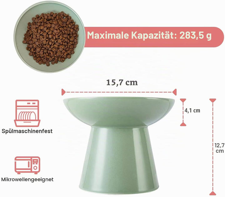 CEEFU Extra breite Katzennäpfe - keramischer Katzennapf 15,7cm Erhöhter Flacher Boden Katzennapf, Sc