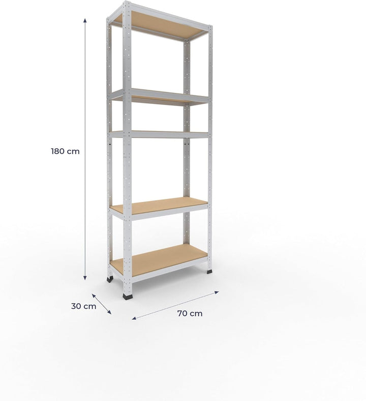shelfplaza® 180x70x30cm HOME Schwerlastregal verzinkt/Metallregal mit 5 Böden/Kellerregal Metall, Ga